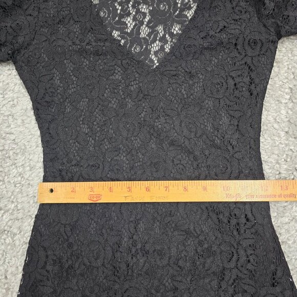 Whimsigoth Lace Mini Dress Black Flare Sleeve Fairycore‎ Goth Womens Small - Picture 12 of 16